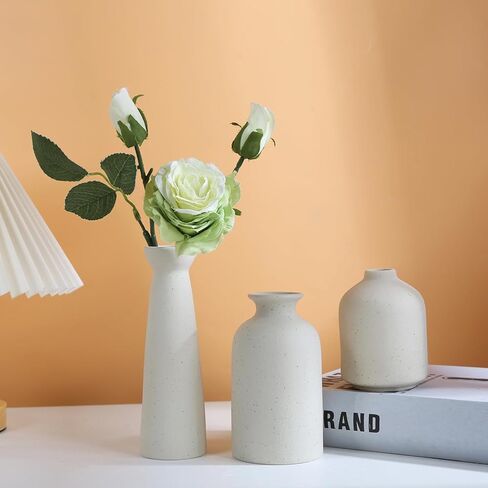 Modern Farmhouse Home Decor Small Vase Set, Ceramic Vase Home Decor, Bohemian Decorative Vase, Neutral Decorative Vase Pampas Grass and Dried Flowers, Living Room, Dining Table Decorative Flower Vase in Kuwait