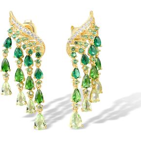 Santuzza 925 Sterling Silver Ombre Raindrops Earrings Glass Cubic Zirconia Stud Earrings for Women