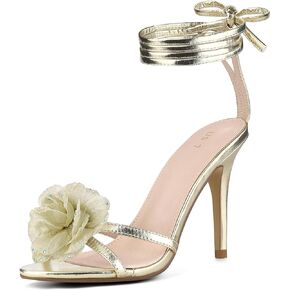 Allegra K Women's Flower Heels Strappy Lace Up Stiletto Heels Sandals