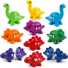 10 PCS Double-Sided Dinosaur Matching Number Toy Fine Motor 1 to 10 Math Match Game Preschool Learning Montessori Educational Toys for 3 4 5 Toddlers Boys Girls