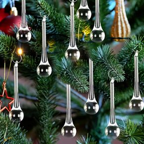 Whaline 40Pcs Crystal Hanging Ornaments 3 Inch Clear Teardrop Chandelier Decor Glass Hanging Ornaments for Christmas Tree Decorations Party Home Decor