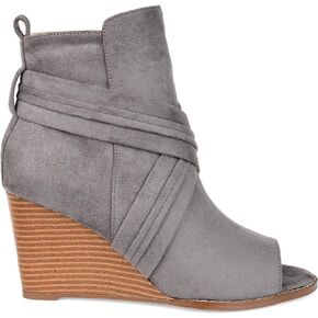 Brinley Co. Womens Open-toe Criss-cross Wedge Bootie