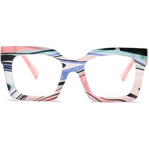 bullabulling Oprah Style Square Reading Glasses Blue Light Blocking for Women Men Ladies Summer Readers