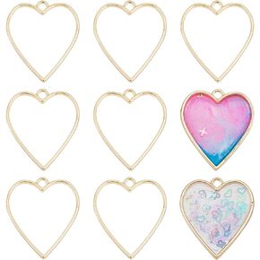OLYCRAFT 24pcs Bottle Open Back Bezel Pendants with Seamless Paper Tape Golden Oval Flower Ring Teardrop Triangle Heart Geometry Bezel Pendants Bezel Charms Zinc Alloy Frame Pendants for Resin Jewelry