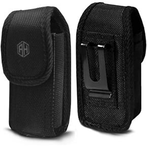 Military Grade Cell Phone Case,Rugged Pouch Holster Nylon Metal Clip Belt Flip Phone Case Fits Kyocera Cadence S2720, DuraXTP, DuraXV LTE, DuraXV Plus, DuraXE, Most Large FLIP Phones & Insulin Pumps
