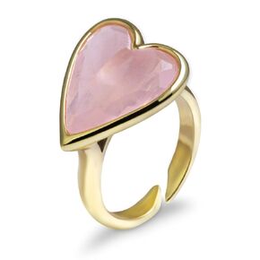 Amethyst Ring, Heart Shape Amethyst Crystal Ring for Women, Handmade Adjustable Gold Crystal Rings for Amethyst Jewelry, February Birthstone Ring for Her. (amethyst)