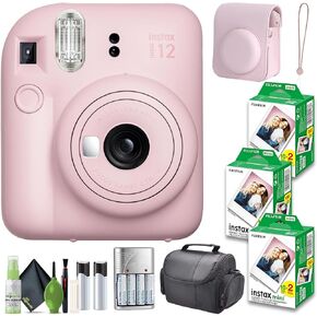 FUJIFILM INSTAX Mini 12 Instant Film Camera Blossom Pink with Fuji INSTAX Mini Instant Film 20 Photo Sheets with Camera Case and Accessories Ideal Gift for Kids, Teenage Girl & Adults