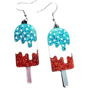 American Flag Earrings 4th of July Acrylic Fun Flag Sunflower Doughnut Goblin Butterfly Ice Cream Drop Dangle Earrings Unique lightweight Statement American Independence Day Earrings for Women