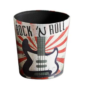 Lingxuinfo Scakbyer Decorative Trash Can Vintage Wastebasket Deskside Recycle Bin Waste Paper Basket Without Lid PU Leather Waste Bin for Bathroom Kitchen Bedroom Office (Guitar Pattern)