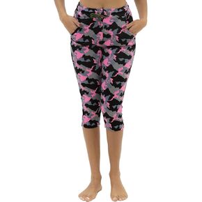Women's Army Capri Sweatpants - Cotton Blend Camouflage Cargo Joggers with Pockets