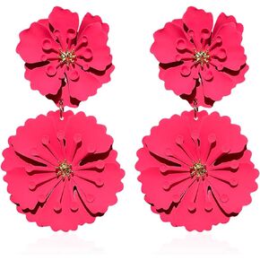 Metal Flower Earrings for Women Large Flower Petal Statement Stud Earrings Exaggerated Floral Earrings Boho Earrings Birthday Jewelry Gifts for Women Girls Birthday Jewelry Gifts
