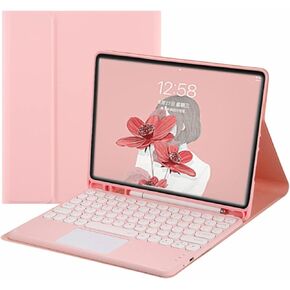 Keyboard Case for Samsung Galaxy Tab S9 11 inch 2023, Round Key Touchpad Magnetic Detachable Wireless Bluetooth Keyboard with S Pen Holder Slim Smart Folio Kickstand (Tab S6 Lite, Black)