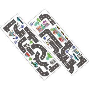 2 Sheets Car Track Stickers Car Stickers School Stocking Stuffers for Kids Decals for Cars Car Decor Stickers for Kids Road Wall Decal Car Mount Paper Children's Room Baby Filler