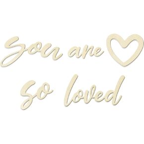 AOCEAN 5 Pcs 'You Are So Loved' Wooden Wall Decor - Boho Script Art Stickers f for Nursery Children's Bedroom - Heart Decal Included - Ideal Baby Boys and Girls Bedroom Decor