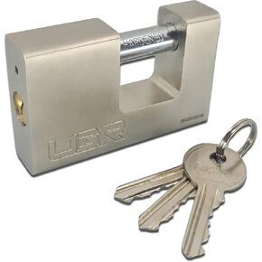 D-Shaped High Security Padlock Heavy Duty Lock with 3 keys for Warehouse, Containers, Shed, Garage, Shutter, Gate, Motorbike- 1 Year Warranty (Silver, 80 mm)