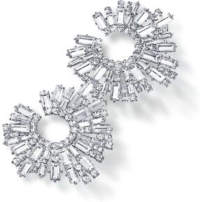 Wedding Earrings Cubic Zirconia AAAAA Grade 18K Gold Plated Elegant Crystal Wreath Curved Brilliant Shimmering Wheat Big Stud Olive Branch Brooches Leaf leaf-shaped Leaves CZ Marquise…