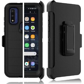 Tekcoo Case for Motorola Moto G Pure/Moto G Power 2022 with [Built-in Screen Protector] Holster Locking Belt Clip [Military Grade 12FT Drop Tested] Full Body Carrying Kickstand Cover - Black/Orange