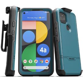 Encased Pixel 4a 5G Case with Screen Protector and Belt Clip (Rebel Shield) Heavy Duty Full Body Cover with Build-in Screen Guard and Holster for Google Pixel 4a 5G - Black