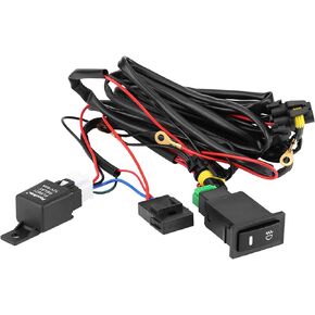 Fog Light Wiring Kit, 12V Universal Car LED Fog Light Lamp On Off Switch Wiring Harness Relay Kit for Auto Truck Off Road