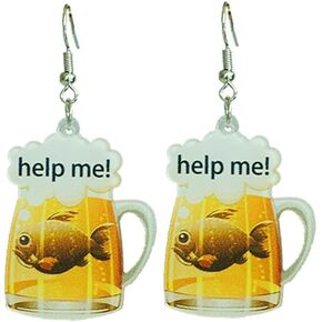YIYUGEY ㅤFunny Beer Pendant Earrings Cute Red Wine Party Jewelry Beer Festival Clothing Accessories Design Friendship Gift Commute Cocktail Humorous Text Valentine's Day For Women Girls Boys