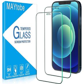 MAYtobe [2 Pack] Screen Protector for iPhone 12 and iPhone 12 Pro Tempered Glass Film, Bubble Free, Case Friendly, Easy to Install
