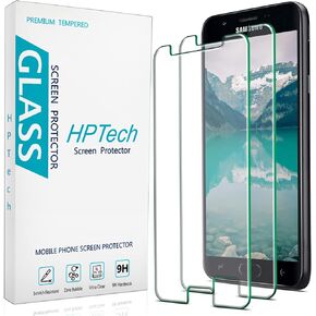 HPTech [2-Pack] Screen Protector for Samsung Galaxy J7 2018/ J7 Star/ J7 Crown/ J7 Aura/ J7 V (2nd Gen) Tempered Glass, 9H Hardness, Case Friendly, Anti Scratch