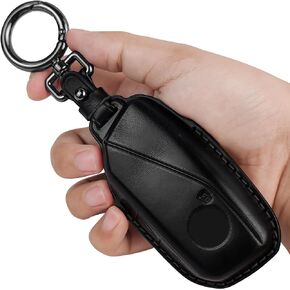 Tukellen لغطاء BMW Key Fob الجلدي مع سلسلة مفاتيح متوافقة مع BMW 2023 2024 New 5/7 Series 740i 760i X1 X5 X6 X7 XM IX IX3 I5 I7 إلخ جهاز تحكم ذكي باللون البني