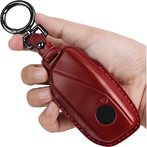 Tukellen for BMW Key Fob Cover Leather with Keychain Compatible with BMW 2023 2024 New 5/7 Series 740i 760i X1 X5 X6 X7 XM IX IX3 I5 I7 etc Smart Remote-Brown