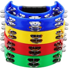 4 PCS 9 Inch Double Row Tambourine, 4 Color Musical Tambourine, Hand Held Tambourine for Music in Saudi Arabia