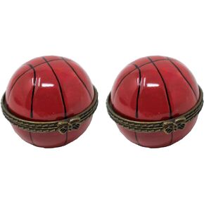 Set of 2 Ceramic Ball-Shaped Compact Pill Box & Organizer (Baseball)