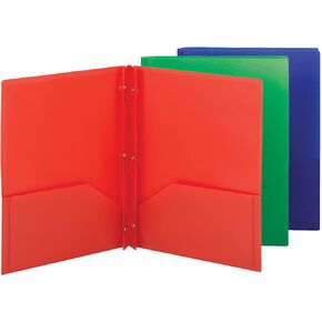 Smead Poly Two-Pocket Folder with Tang Style Fasteners, Letter Size, Assorted Bright Colors, 6 per Pack (87747)