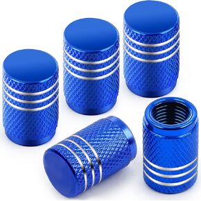 Car Tire Valve Stem Caps Cover,Wheel Tire Caps 5 Pack, Universal Valve Stem Covers with O Rubber Ring,Corrosion Resistant Leak-Proof,Tire Air Caps Cover for Cars Suvs Bikes Trucks Motorcycles Blue