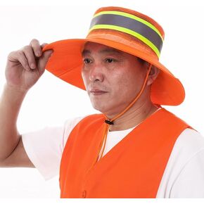 High Visibility Sun Hat Reflective Fishing Hat UV Protection Summer Bucket Hat Wide Brim Work Boonie Hat