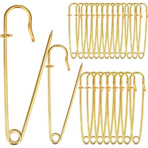 50 PCS 3 Inch Large Safety Pins Dulinkas Large Safety Pins Large Safety Pins Heavy Duty for Blankets Steel Safety Pins Heavy Duty 3" Steel Safety Pins for Clothes Crafts Gold