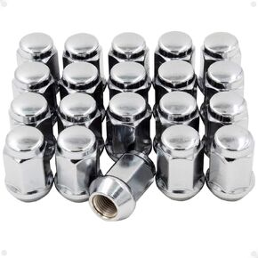 Wheel Accessories Parts Set of 20 Chrome 12x1.75 Lug Nuts Closed End Bulge Acorn Lug Nut Style 1.38" Long Cone Seat 19mm (3/4") Hex Wheel Lug Nut (M12x1.75, Chrome)