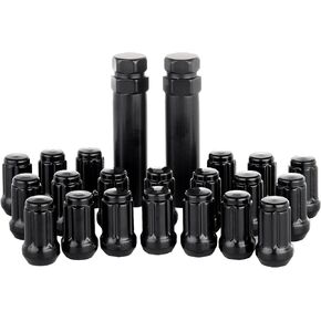 SCITOO M12x1.5 Lug Nut Black,12x1.5 Wheel Lug Nuts 20PCS with 2Keys,1.38" Long Lug Nut Spline Closed End Socket Thread, for Acura/for Chevy for Honda for Hyundai 1960-2014