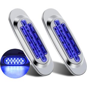 Ourbest Oval Trailer Side Marker,2Pcs 16 Diode High/Low Beam LED Clearance Light Trailer Marker LED Light for Back Up Rear Truck Pickup Van ATV Lorries (blue)