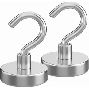 خطافات مغناطيسية للأرض النادرة من Realth بوزن 20 رطلًا، مغناطيس نيوديميوم قوي مع خطاف بلون فضي 20 حزمة للمطبخ والمستودعات والرحلات البحرية وأماكن العمل والمكتب in Kuwait