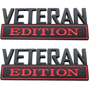 2pcs 7'' Large Veteran Edition VA Emblem Badges Decal Car Flag Decal Military Replacement for F150 F250 F350 Chevy Silverado 1500 2500 Chevrolet C10 C15 (Black)