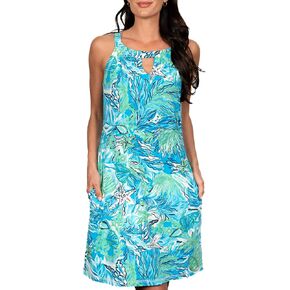 Banana Boat UPF 50+ Women's Sleeveless Shift Printed Tank Dress UV Sun Protection Floral Dress | Sun Dress with Pockets