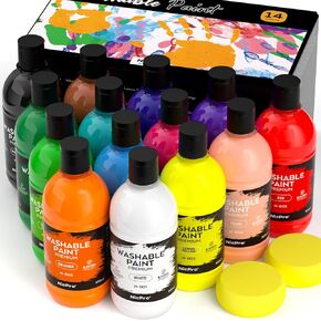 Nicpro 12 Colors Large Washable Paint Set for Kid (16.9oz,500 ml), Acrylic Bulk Paint Supplies Non Toxic Children Tempera Paint for Art, Craft DIY, Poster & Finger Paint, School, Home,Classroom, Party