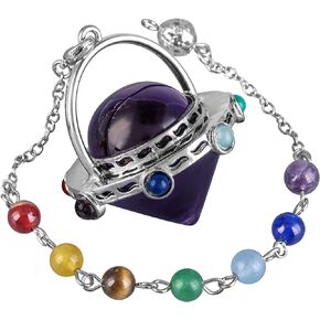 SUNYIK Amethyst Crystal Point Pendulum Faceted Healing 7 Chakra Crystal Pendant Pendulum for Dowsing Divination Mediation