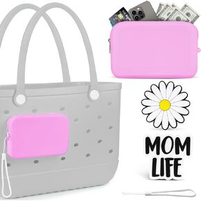 Phone Holder for Bogg Bag, Momlife Charms for Bogg bag,Soft Silicone Insert Accessories and Attachment Compatible with All Bogg Bags, Black