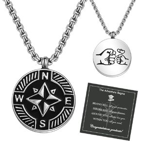To My Son/Dad Necklace, 2024 Graduation Gifts, Compass Necklace Fathers Day Birthday Anniversary Graduation Jewelry Gifts