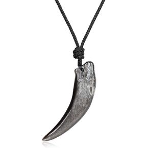 COAI Wolf Tooth Obsidian Necklace for Men Women