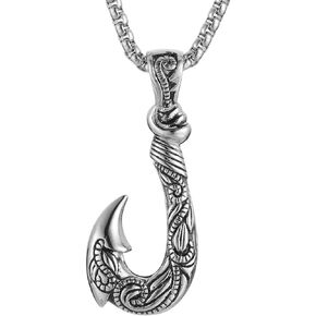 Hawaiian stainless steel fishhook pendant necklace Moana Fishhook Viking necklace Father husband boyfriend gift