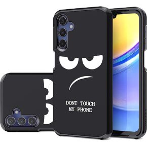 for Samsung Galaxy A15 Case, Cute [Don't Touch My Phone] Shockproof Dual Layer Slim Protective Silicone Plastic Cover for Kids Boys Men Phone Case (Galaxy A15 6.5-inch)