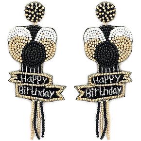 Beaded Happy Birthday BalloonPost Earrings Handmade B-day Earrings