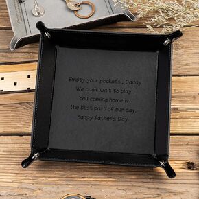 Kenon Personalized Leather Catchall Gift for Dad - Empty your Pockets Daddy - Custom Valet Tray for Dad - Father's Day Gift for New Dad - Christmas Birthday Gifts For Dad