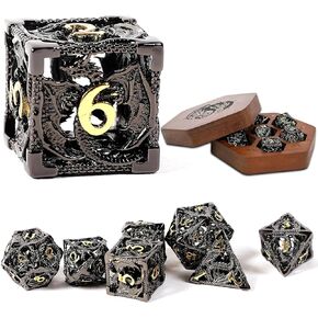 7 Pieces Metal d and d dice Hollow D&D Dice for DND Dice Set dungeons and dragons gifts dungeon dragon Accessories RPG Board Games